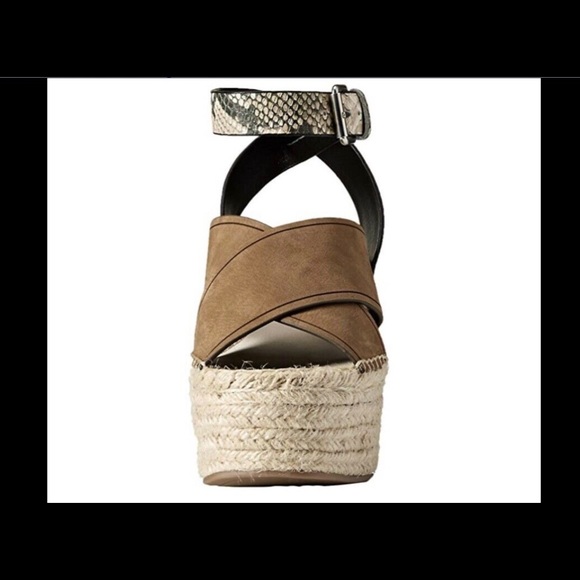 Dolce Vita Platform Wedges Sandals Nubuck Leather Olive/Snake 6.5 - Picture 4 of 8